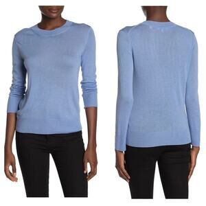 Vince Blue Wool Blend Sweater Medium Crewneck Pullover Lightweight Preppy Chic